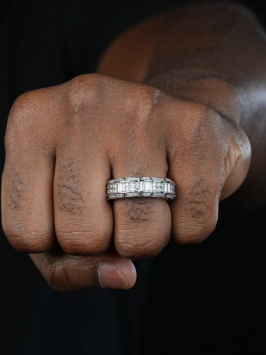 "Jewelry Is Art" Eternity Band Ring - 925 Silver - Baguette CZ Stones