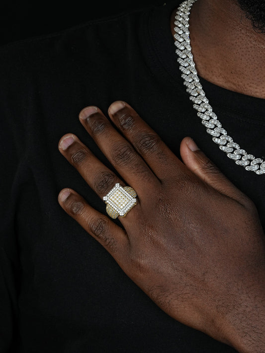 MOISSANITE Lit Legend Iced Out Ring - 14k Gold Vermeil 925 Silver