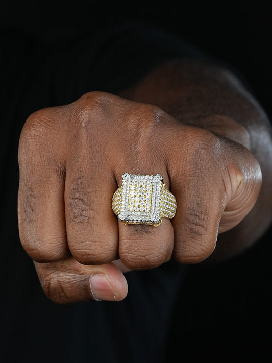 MOISSANITE Lit Legend Iced Out Ring - 14k Gold Vermeil 925 Silver