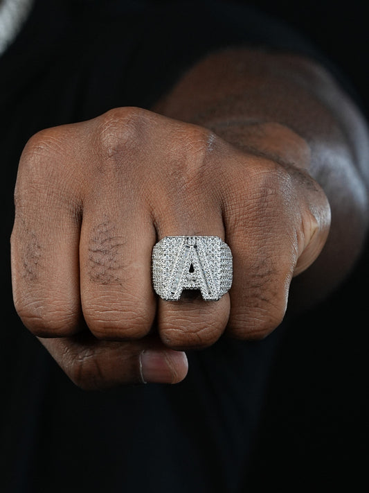 MOISSANITE Initial Letters A-Z Ring - 925 Silver