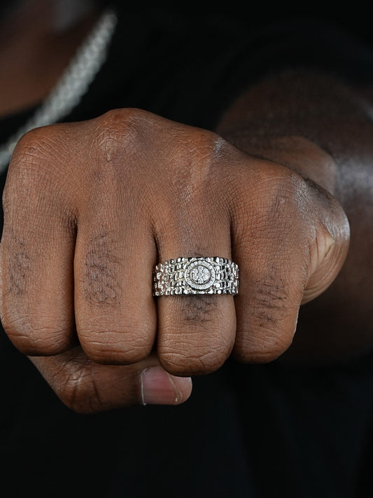 MOISSANITE Nugget Ring W. Crown Ring - 925 Silver