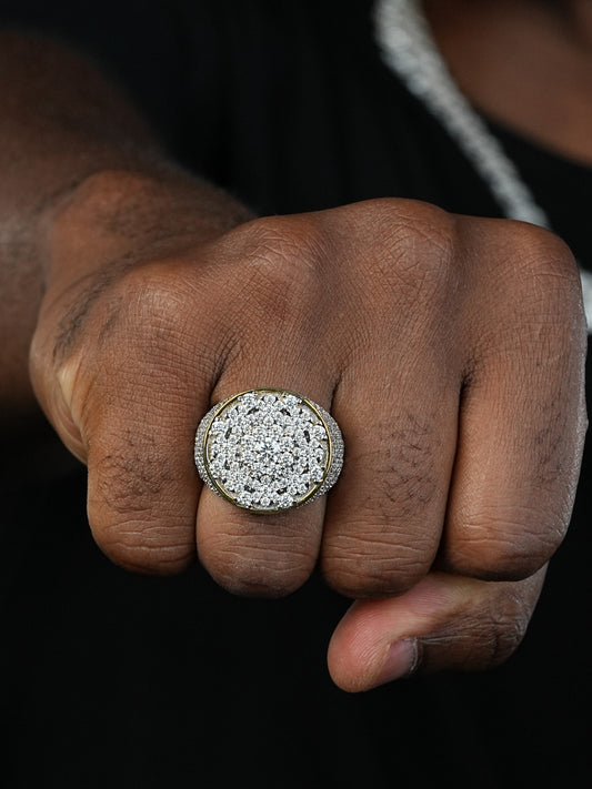 MOISSANITE Honeycomb Iced Out Ring - 14k Gold Vermeil 925 Silver