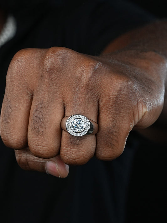 Moissanite Icy Swag Round Brilliant Cut Ring -  925 Silver