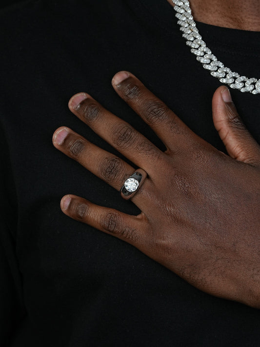 MOISSANITE Classic Big Rock Round Brilliant Cut Ring - 925 Silver