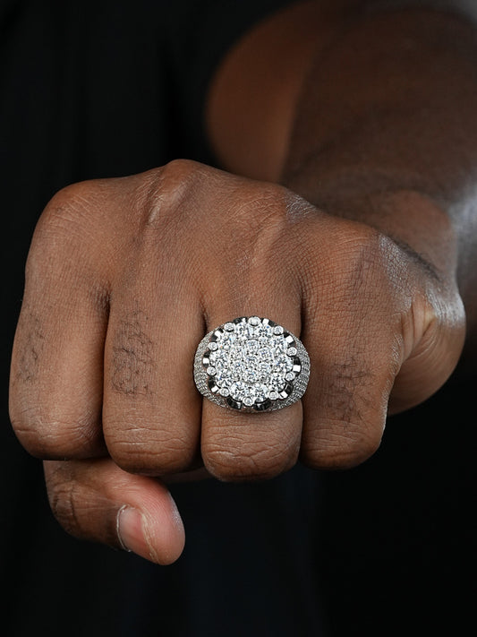 MOISSANITE Large Royal Crown Iced Out Ring - 925 Silver