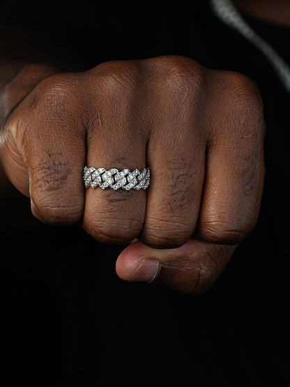 MOISSANITE Prong Cuban Eternity Band Ring - 925 Silver