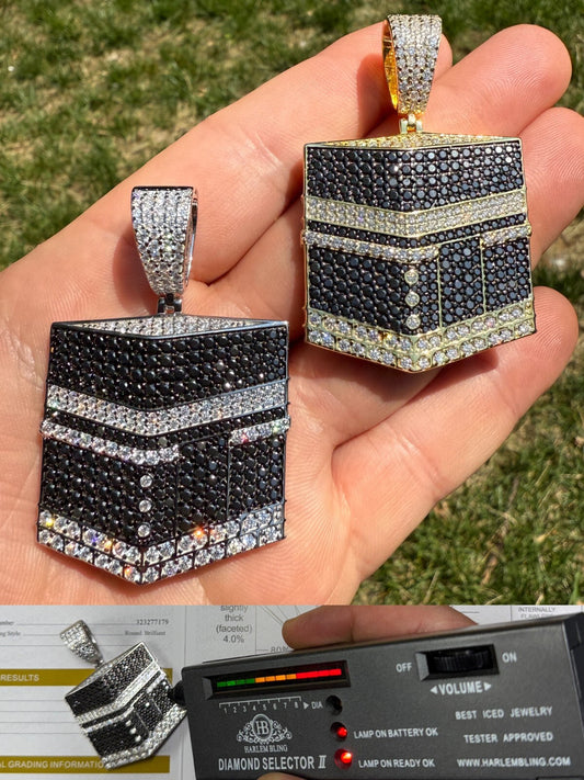 MOISSANITE Real 925 Silver Kaaba In Mecca Arabic Islamic Pendant Iced Hip Hop Imported from eBay HarlemBling