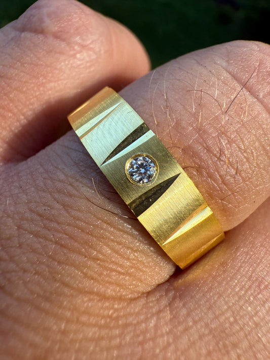 Men's Ladies 6mm Wedding Band Ring Solitaire Moissanite 14k Gold Over 925 Silver Imported from eBay HarlemBling