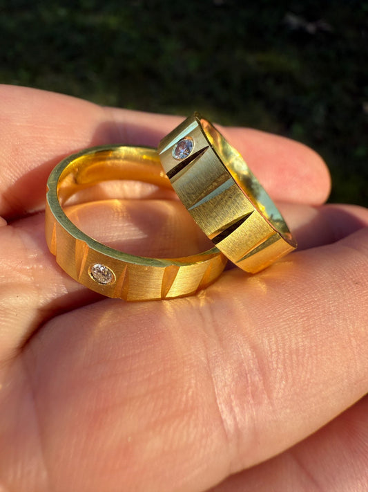 Men's Ladies 6mm Wedding Band Ring Solitaire Moissanite 14k Gold Over 925 Silver Imported from eBay HarlemBling