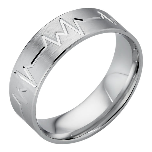 Mens Ladies Solid 925 Sterling Silver Plain Wedding Band Ring - Heartbeat Pulse Imported from eBay HarlemBling