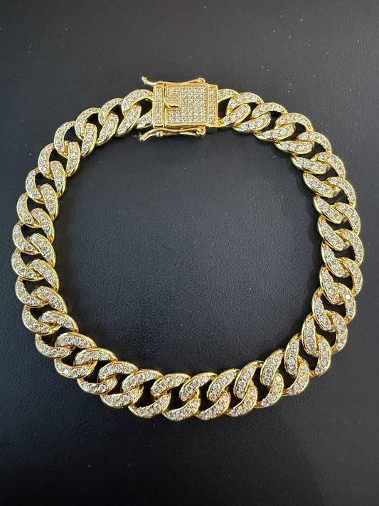Men's Miami Cuban Link Bracelet Real Solid 925 Silver - 14k Gold Vermeil CZ 9mm Imported from eBay HarlemBling