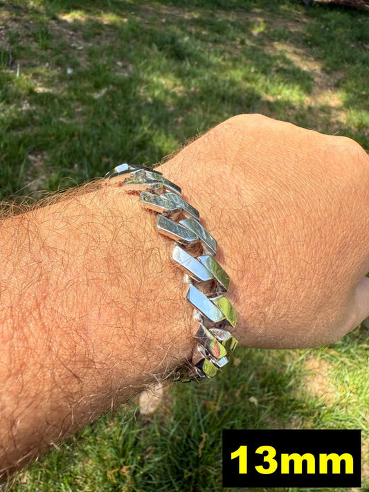 Monaco Prong Cuban Bracelet HOLLOW - Rhodium Finish 925 Sterling Silver - 7"-9" - 9mm-13mm EVERYDAY ESSENTIALS HarlemBling