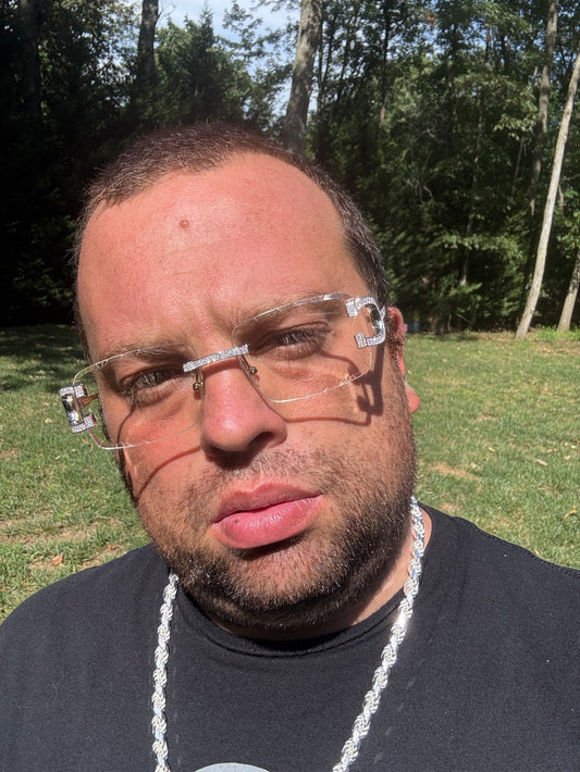 Real 925 Silver Big C VVS MOISSANITE Clear Sunglasses - Iced Buffs Glasses EVERYDAY ESSENTIALS HarlemBling