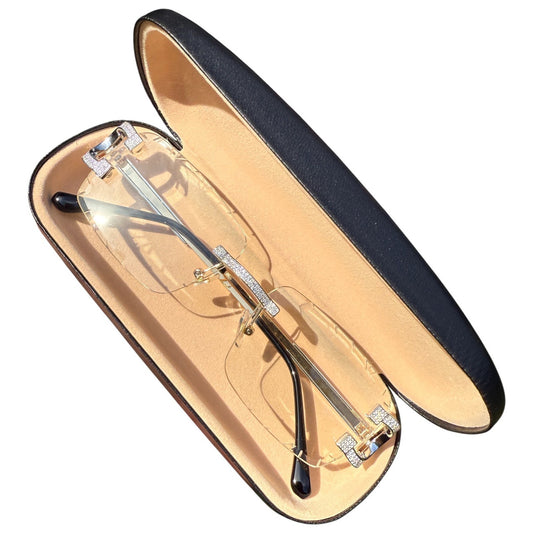 Real 925 Silver Big C VVS MOISSANITE Clear Sunglasses - Iced Buffs Glasses EVERYDAY ESSENTIALS HarlemBling