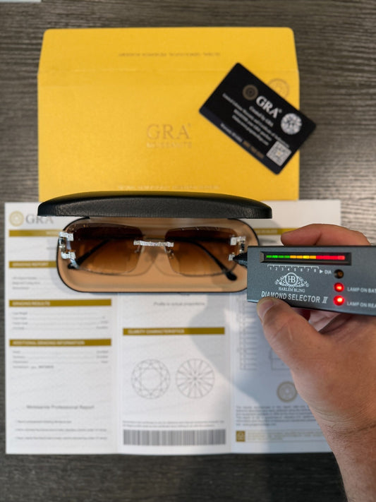 Real 925 Silver Big C VVS MOISSANITE Light Brown Sunglasses - Iced Buffs Glasses EVERYDAY ESSENTIALS HarlemBling