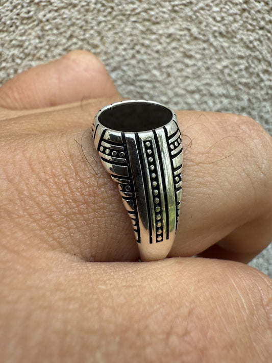 Real Black Onyx Mens Solid 925 Sterling Silver Ring - Navajo Native American Imported from eBay HarlemBling