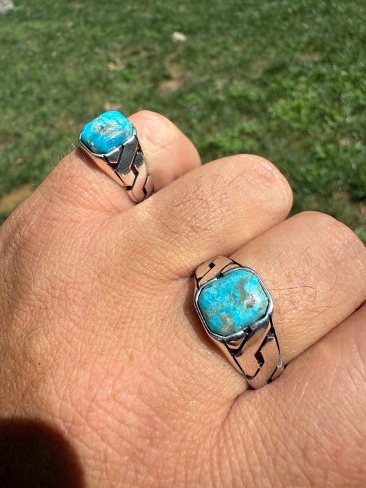 Real Blue Turquoise Gemstone Mens Solid 925 Sterling Silver Cuban Link Ring Imported from eBay HarlemBling