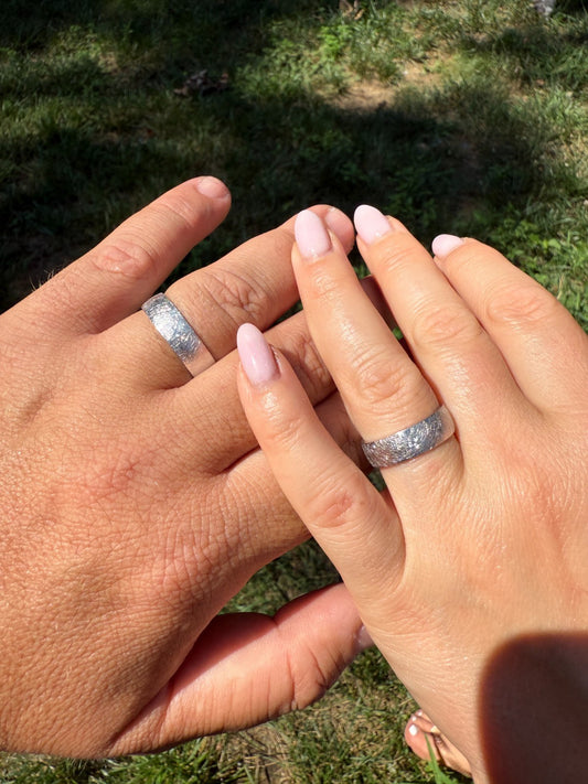 Scraped 925 Silver Men's Ladies 6mm Wedding Band Ring W. Solitaire Moissanite Imported from eBay HarlemBling