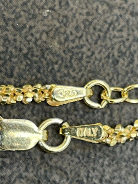 Ankle Bracelet 3mm Sparkle Rope Anklet 14k Gold Over 925 Silver 8-11.5 ITALY