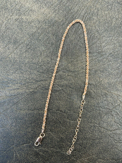 Ankle Bracelet 3mm Sparkle Rope Anklet 14k Rose Gold Over 925 Silver 8-11.5