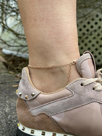 Ankle Bracelet 3mm Sparkle Rope Anklet 14k Rose Gold Over 925 Silver 8-11.5