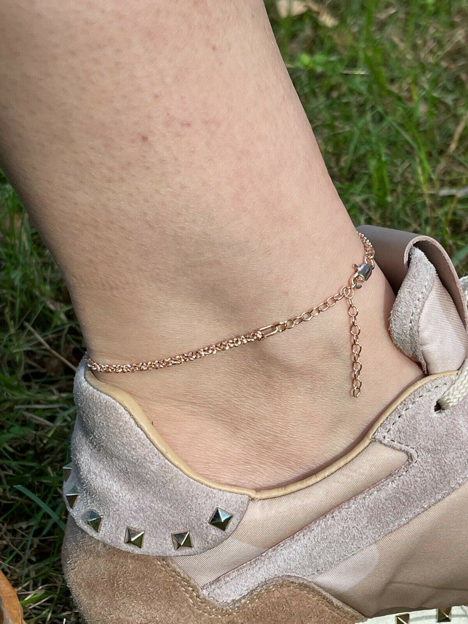 Ankle Bracelet 3mm Sparkle Rope Anklet 14k Rose Gold Over 925 Silver 8-11.5