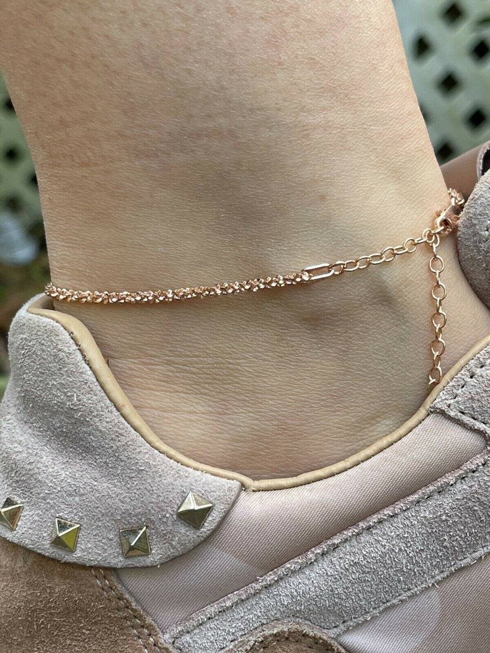 Ankle Bracelet 3mm Sparkle Rope Anklet 14k Rose Gold Over 925 Silver 8-11.5