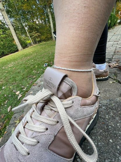 Ankle Bracelet 3mm Sparkle Rope Anklet Real 925 Silver All Length 8-11.5 ITALY