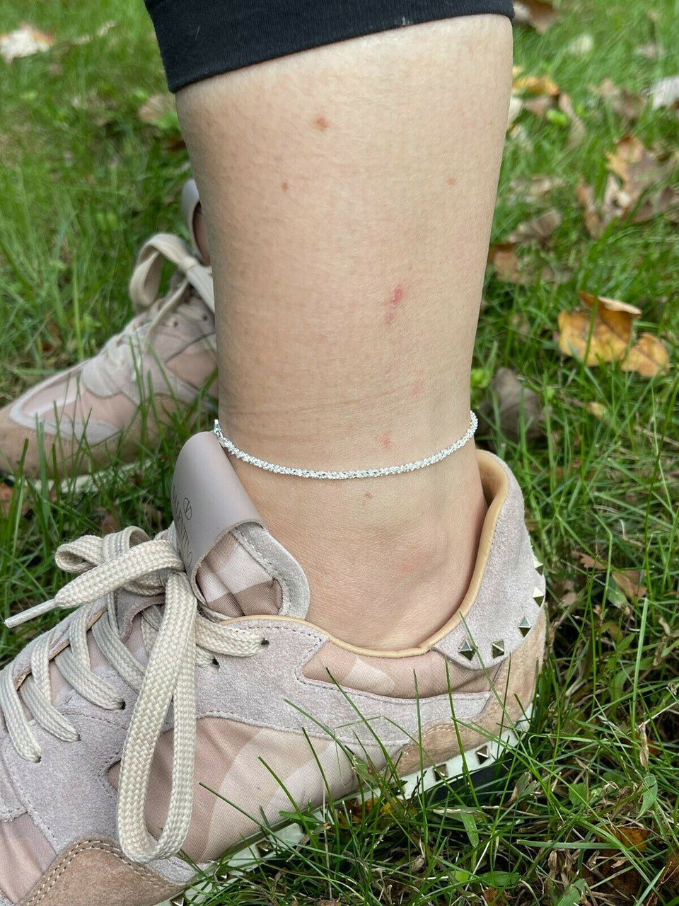 Ankle Bracelet 3mm Sparkle Rope Anklet Real 925 Silver All Length 8-11.5 ITALY