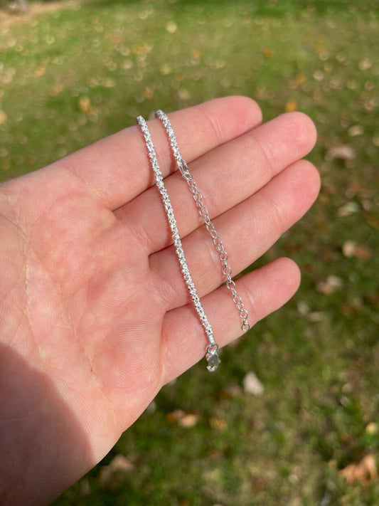 Ankle Bracelet 3mm Sparkle Rope Anklet Real 925 Silver All Length 8-11.5 ITALY