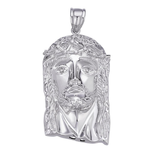 HarlemBling 0.1ct Real DIAMOND Detailed Hip Hop Jesus Pendant - 925 Silver - 3 Sizes 1"-3"