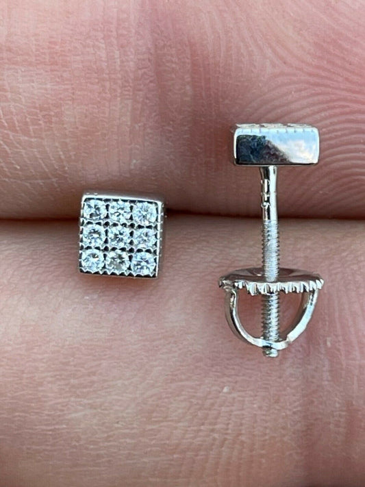 HarlemBling 0.2ct REAL Natural VS G Diamond Mens Ladies Earrings Iced Small 5mm Square Studs