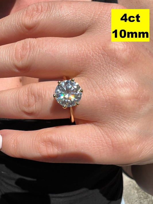HarlemBling 0.5-4ct VVS D Real Moissanite Engagement Promise Ring 14k Gold Plated 925 Silver