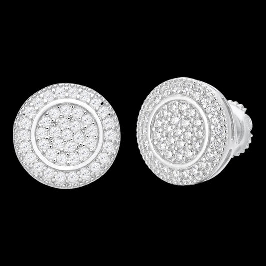 HarlemBling 0.8ct Real DIAMOND Round Classic Iced Out Earrings - 925 Silver - 11mm