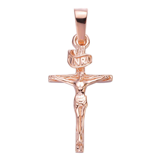 HarlemBling #1 Bestseller Crucifix Pendant - 14k Rose Gold Vermeil 925 Silver - 3 Sizes 1"-2.5"