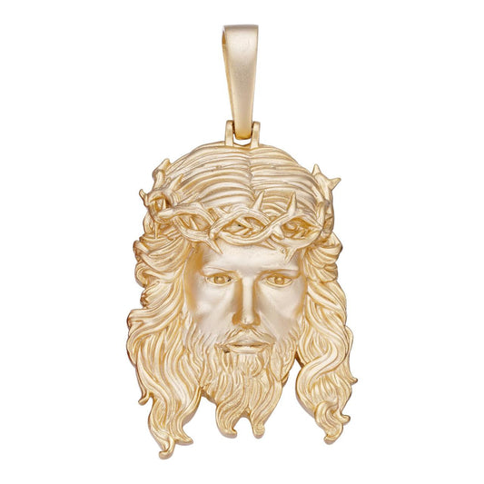 HarlemBling #1 Bestseller Jesus Piece Pendant - Sandblasted Matte Finish 14k Gold Vermeil 925 Silver - 3 Sizes 1.5"-3"