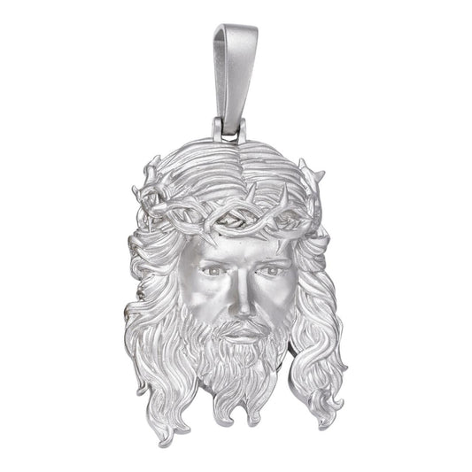 HarlemBling #1 Bestseller Jesus Piece Pendant - Sandblasted Matte Finish 925 Silver - CZ Stones - 3 Sizes 1.5"-3"