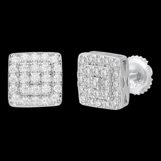 1.32ct VVS Real Diamond Men's Solid 14k White Gold Iced Hip Hop Square Earrings