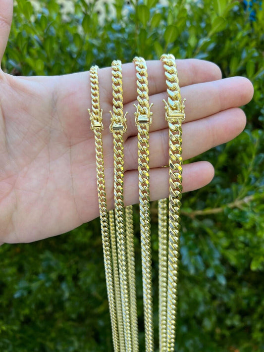HarlemBling 10k HOLLOW Real Yellow Gold Miami Cuban Link Chain Necklace 4.5-7mm 18-26 Box Lock dollar40/Gram