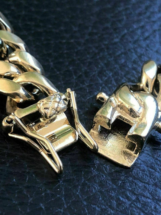 HarlemBling 10mm Mens Miami Cuban Link Bracelet and Chain Set 14k Gold Plated Stainless Steel