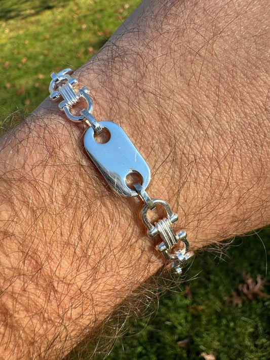 HarlemBling 10mm Real 925 Sterling Silver Custom Ferragamo Mariner Link BraceleT 7-9" ITALY