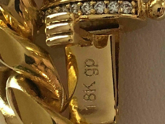 HarlemBling 14K-18K Gold Plated Stainless Steel Cuban Link Chain W 1ct Diamond Clasp