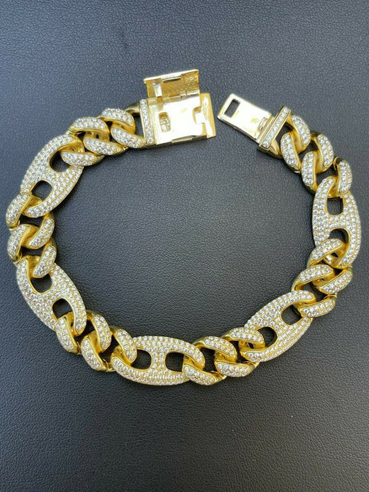 HarlemBling 14k Gold Vermeil 925 Silver Miami Cuban Gucci Bracelet Iced Figarucci Bracelet