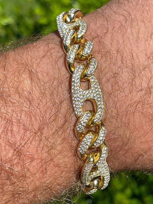 HarlemBling 14k Gold Vermeil 925 Silver Miami Cuban Gucci Bracelet Iced Figarucci Bracelet