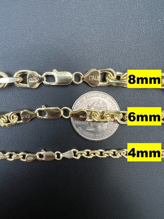 HarlemBling 14k Gold Vermeil Silver Anchor Cable Chain / Bracelet Rolo Necklace 4-8mm Italy