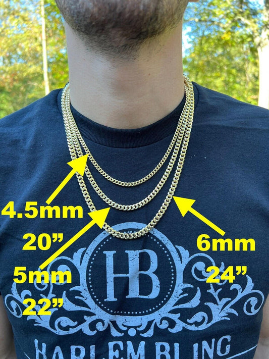 HarlemBling 14k HOLLOW Real Yellow Gold Miami Cuban Link Chain Necklace 4.5-7mm 18-26 Box Lock dollar50/Gram