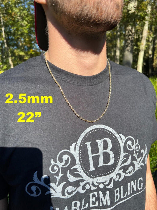 HarlemBling 14k Real Solid Yellow Gold Rounded Box Rolo Chain 1.5mm-3.5mm 16-24 Necklace dollar45-50/Gram