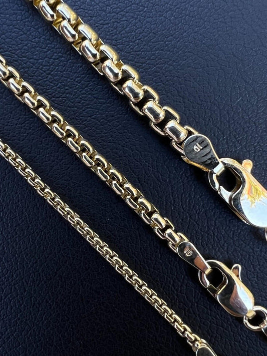 HarlemBling 14k Real Solid Yellow Gold Rounded Box Rolo Chain 1.5mm-3.5mm 16-24 Necklace dollar45-50/Gram