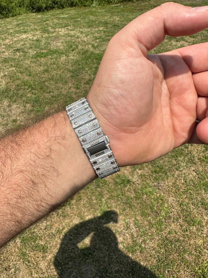 HarlemBling 14k Rose Gold & Stainless Steel Real Mens Watch Iced Diamond Hip Hop Arabic Dial