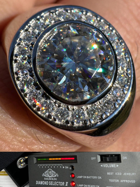 HarlemBling 2.83ct MOISSANITE Large Hip Hop Solitaire Men's Real Solid 925 Silver Ring Pinky